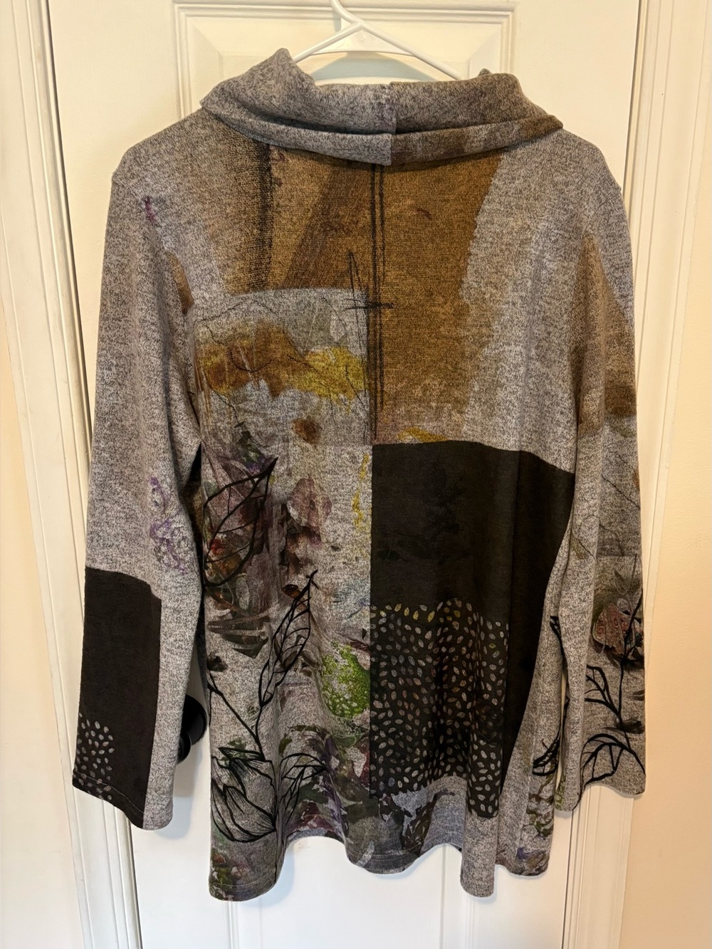 Trisha Tyler Mixed Print Cowl Neck Tunic Sweater - Large - Picture 3 of 5